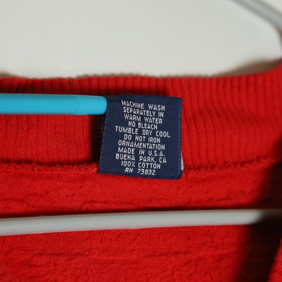 Wek The World Sweater Vest Mens XL Red Squared Sleeveless Pullover 90s Vintage - Picture 4 of 4